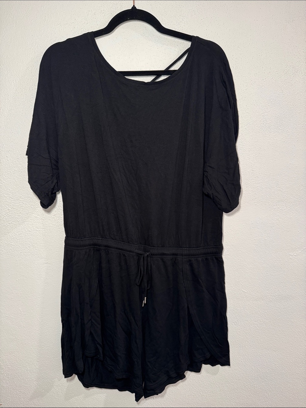 GAP Black Short Sleeve Romper W/ Drawstring